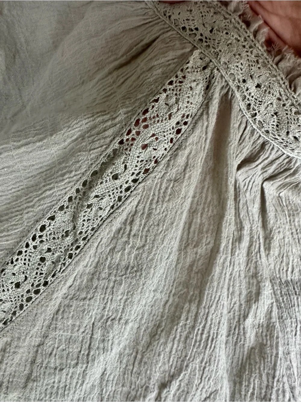 NWOT Free People Green Moss Sivan Embroidered Boho Top Sheer Appliques | Size M
